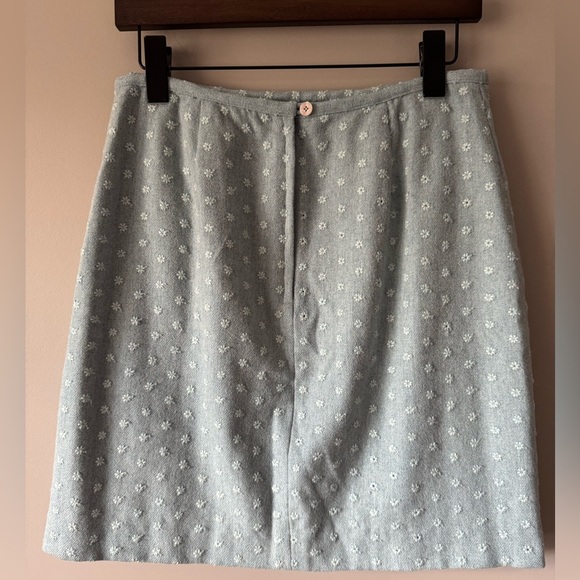 LILLY PULITZER VINTAGE DAISY EMBROIDERED WOOL SKIRT BLUE SIZE 6 - Picture 3 of 8